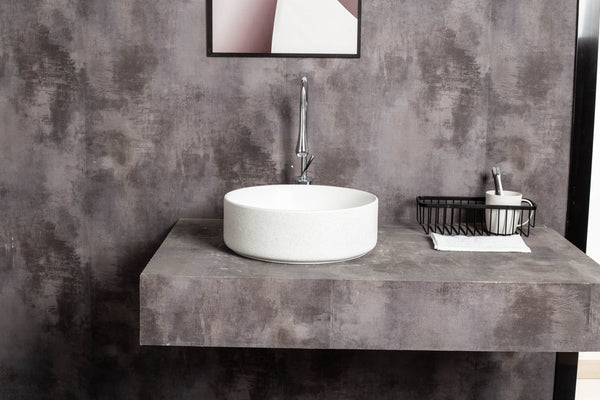 Ovia Claya Art Sandy Matt White Textured Above Counter Basin 360mm
