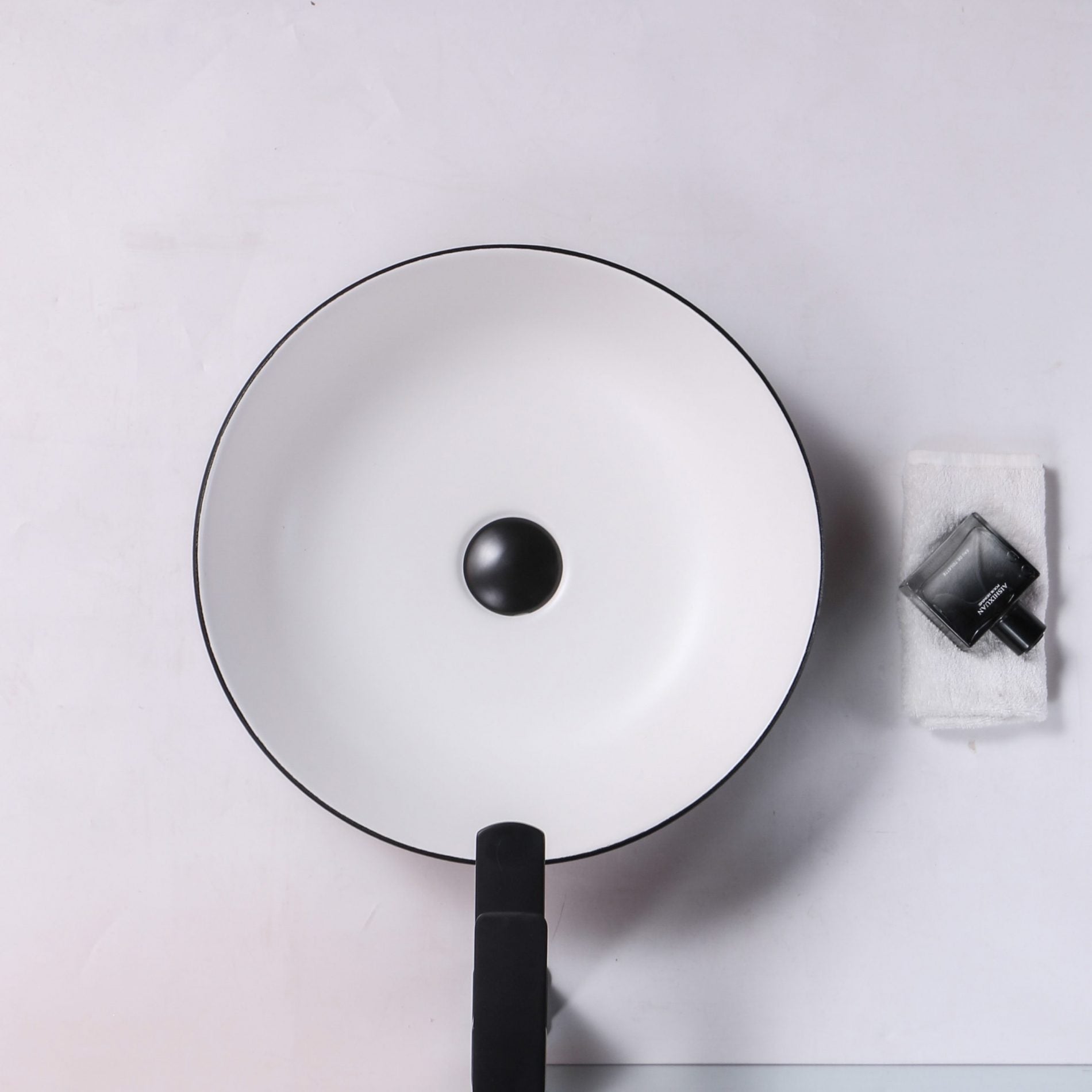 Ovia Art Wavy Matt Black and Matt White Textured Above Counter Basin 400mm x 135mm