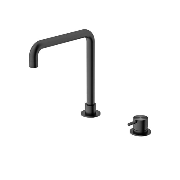 Nero Mecca Hob Basin Mixer Square Spout Gun Metal