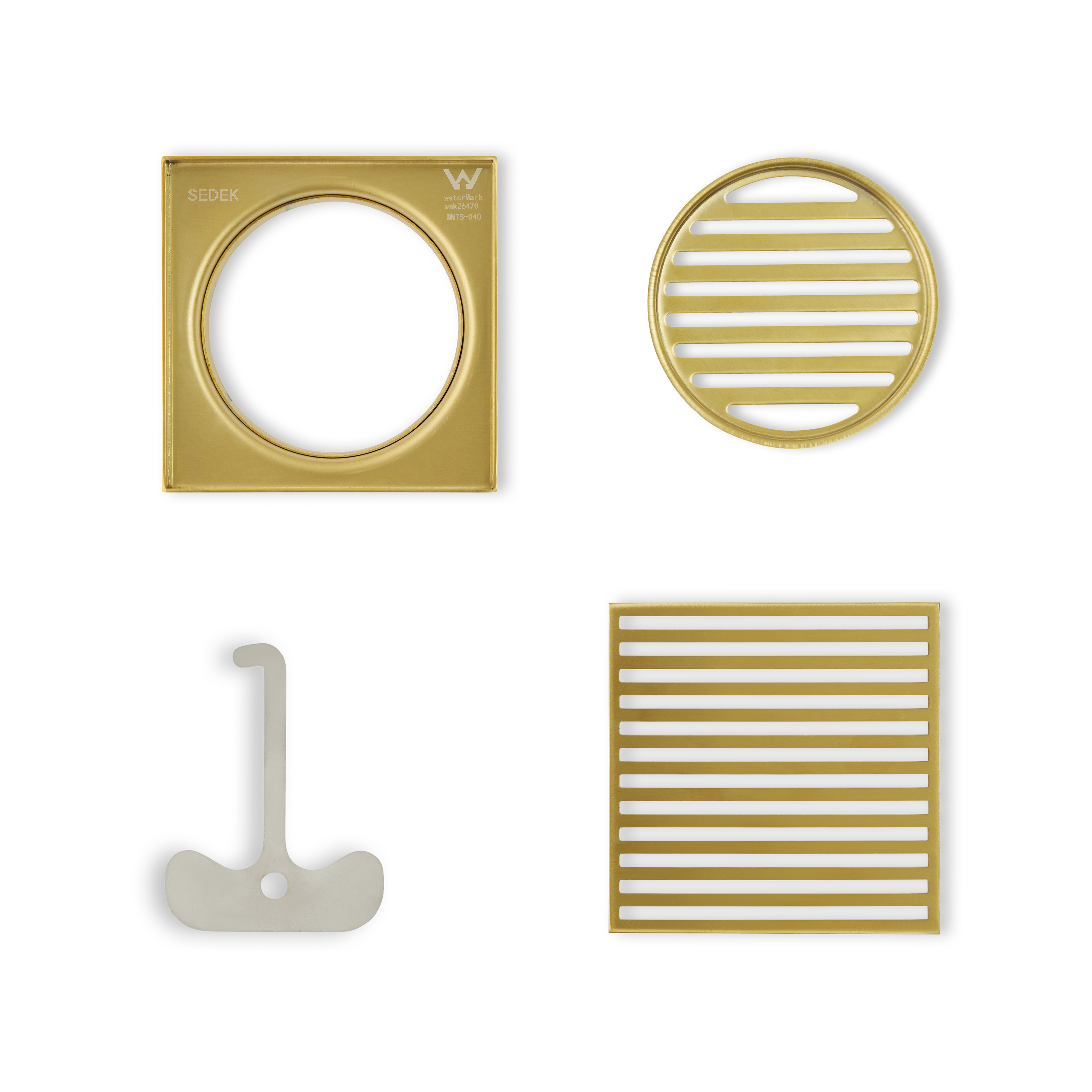 Ovia Mila Brushed Gold Square Slim Grill Linear Floor Waste