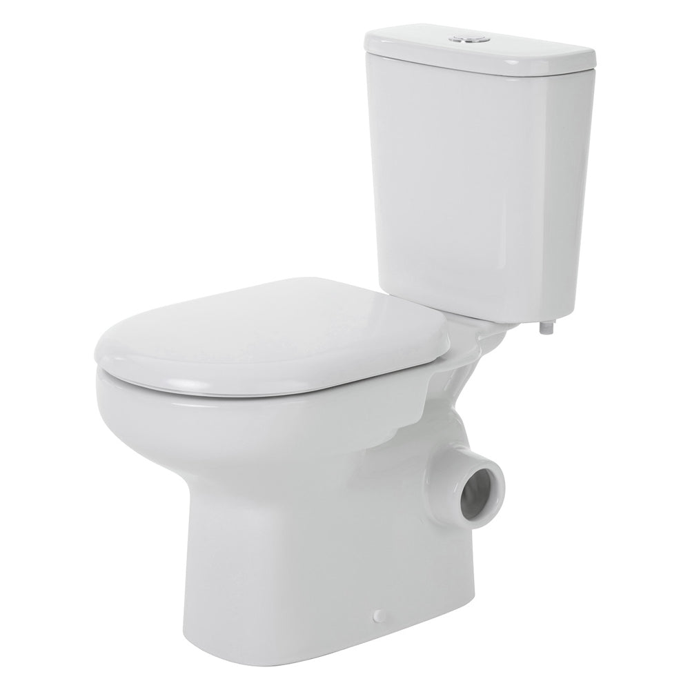 Fienza Petra Close-Coupled Toilet Suite, Right Skew Trap, Gloss White