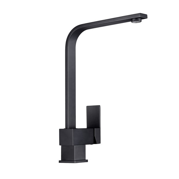 Aquaperla Quadra Electroplated Black Kitchen Sink Mixer Tap 360° Swivel Solid Brass