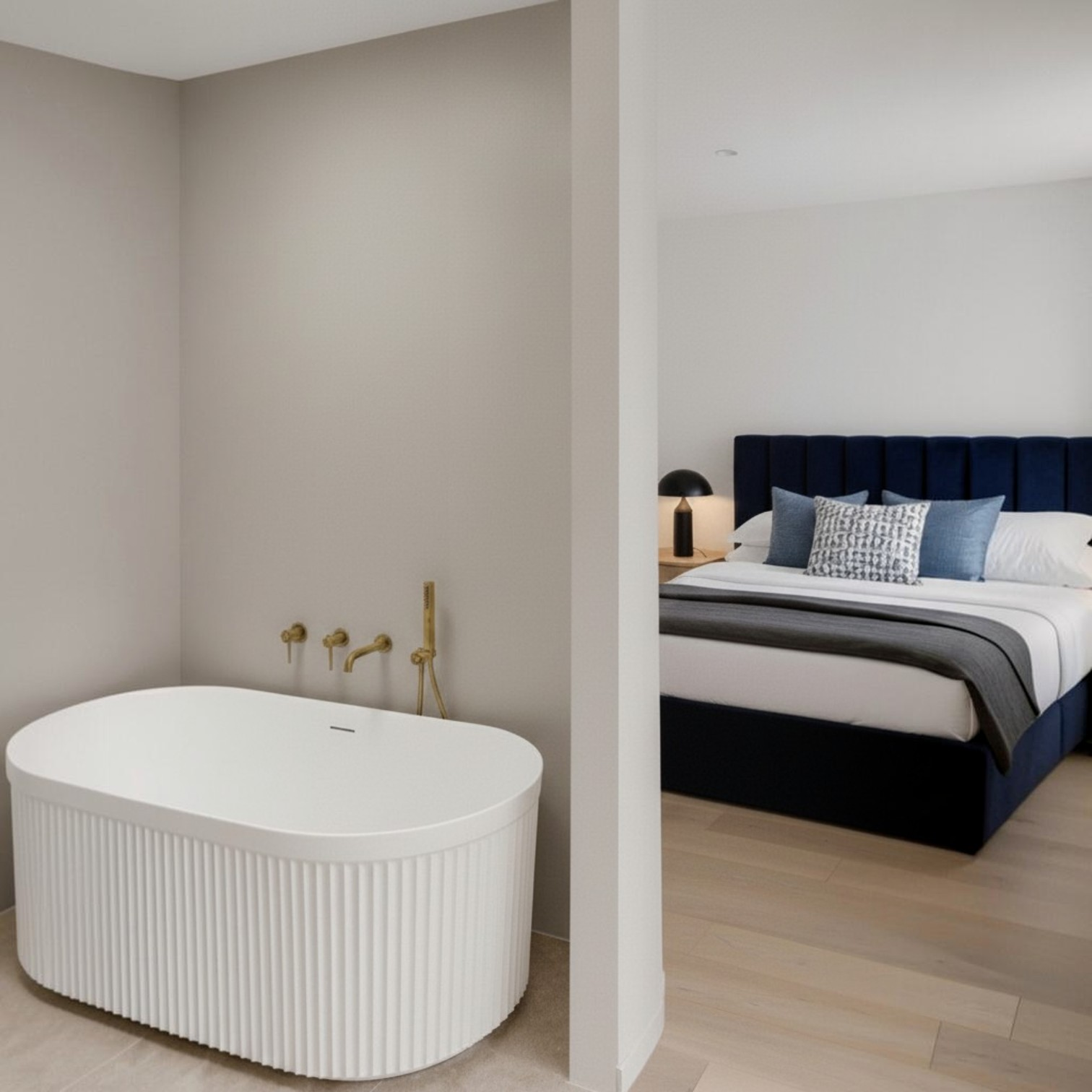 Ovia Kiama 1500mm V Groove Fluted Freestanding Bath - Gloss or Matte White