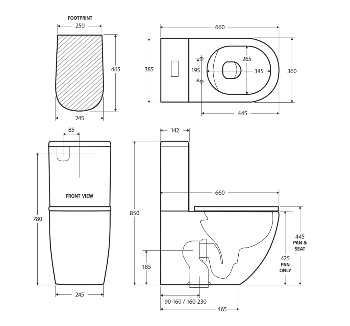 Koko Slim Seat Back-to-Wall Toilet Suite S Trap