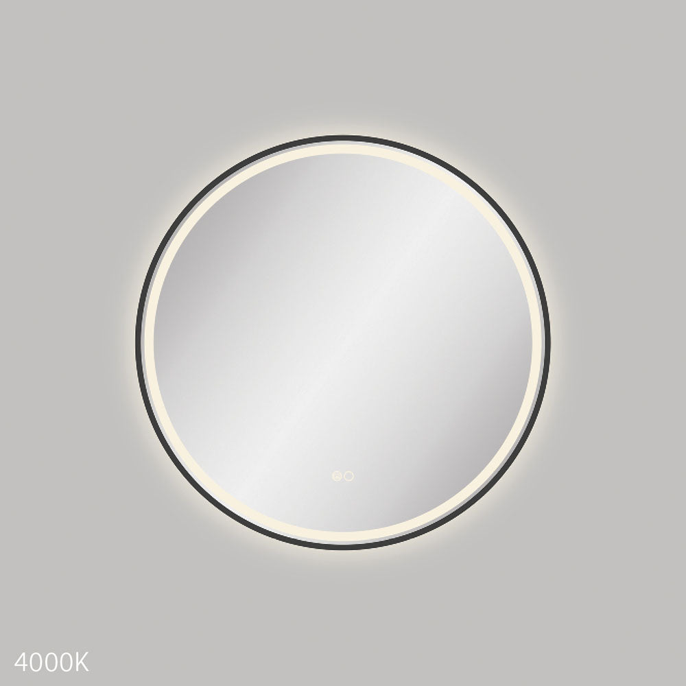Fienza Reba LED Matte Black Framed Mirror, 700mm