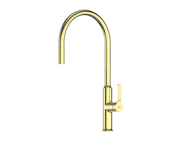 Greens Craft Pulldown Kitchen Mixer with Chef's Spout Brushed Brass