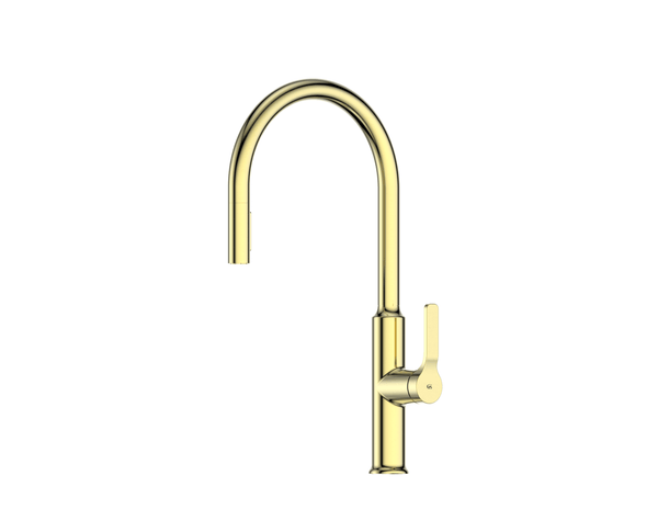 Greens Craft Pulldown Kitchen Mixer with Kitchen Spout Brushed Brass