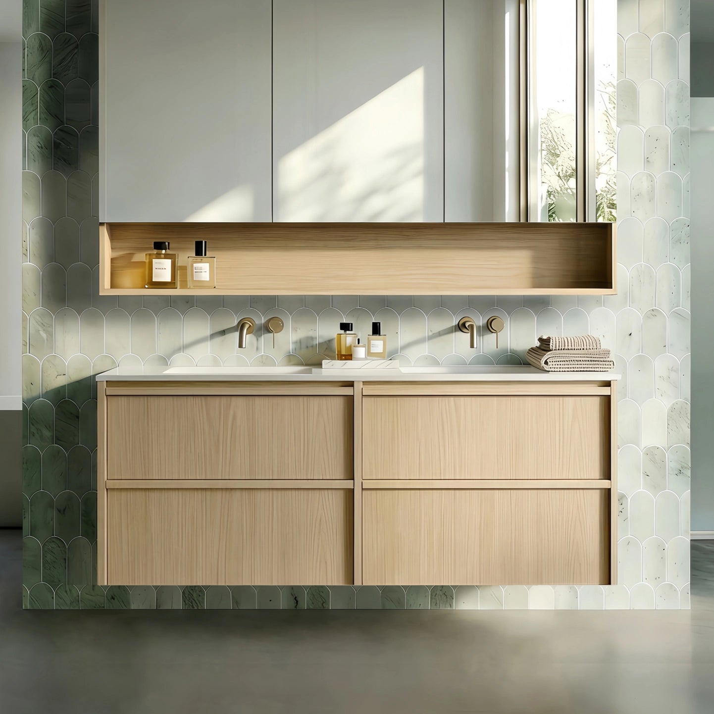 Lukka Ridgewood Modern Wall Hung Plywood Cabinet LK-MR1220W-SO Double Bowl Only