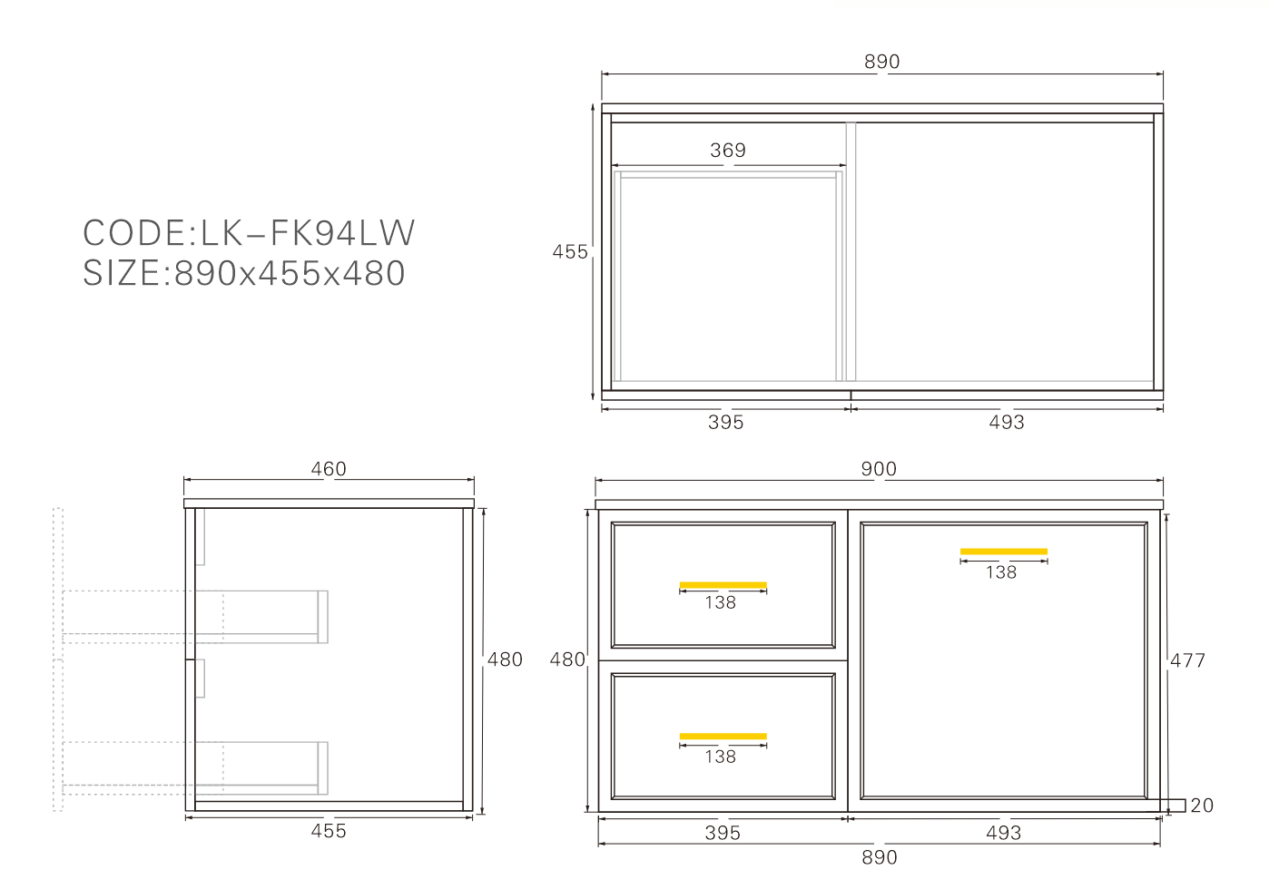 Lukka Kingsley Federation Wall Hung PVC Cabinet LK-FK94LW-MW