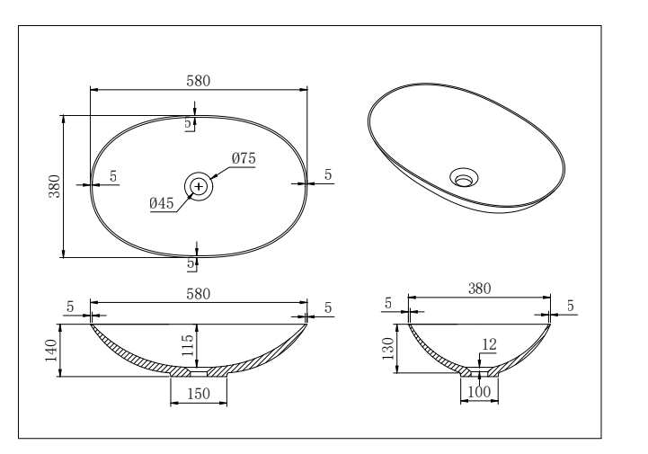 Lukka Kirra Solid Surface Art Basin LK-SKA500MW/SKA528MW/SKA5838MW