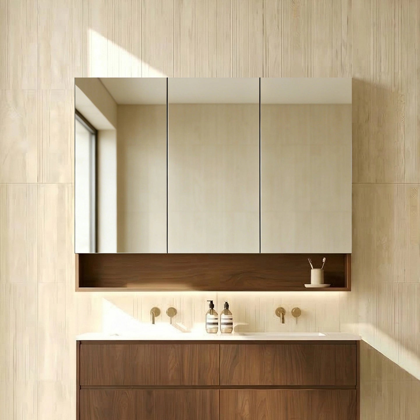 Lukka Clark Plywood Mirror Cabinet Mocha Oak Matte LK-CLMC1200-MO