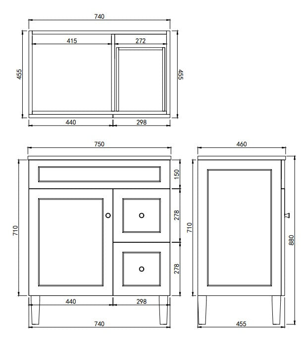 Lukka Harold Federation Free Standing Cabinet Matte White LK-FH74RL-MW