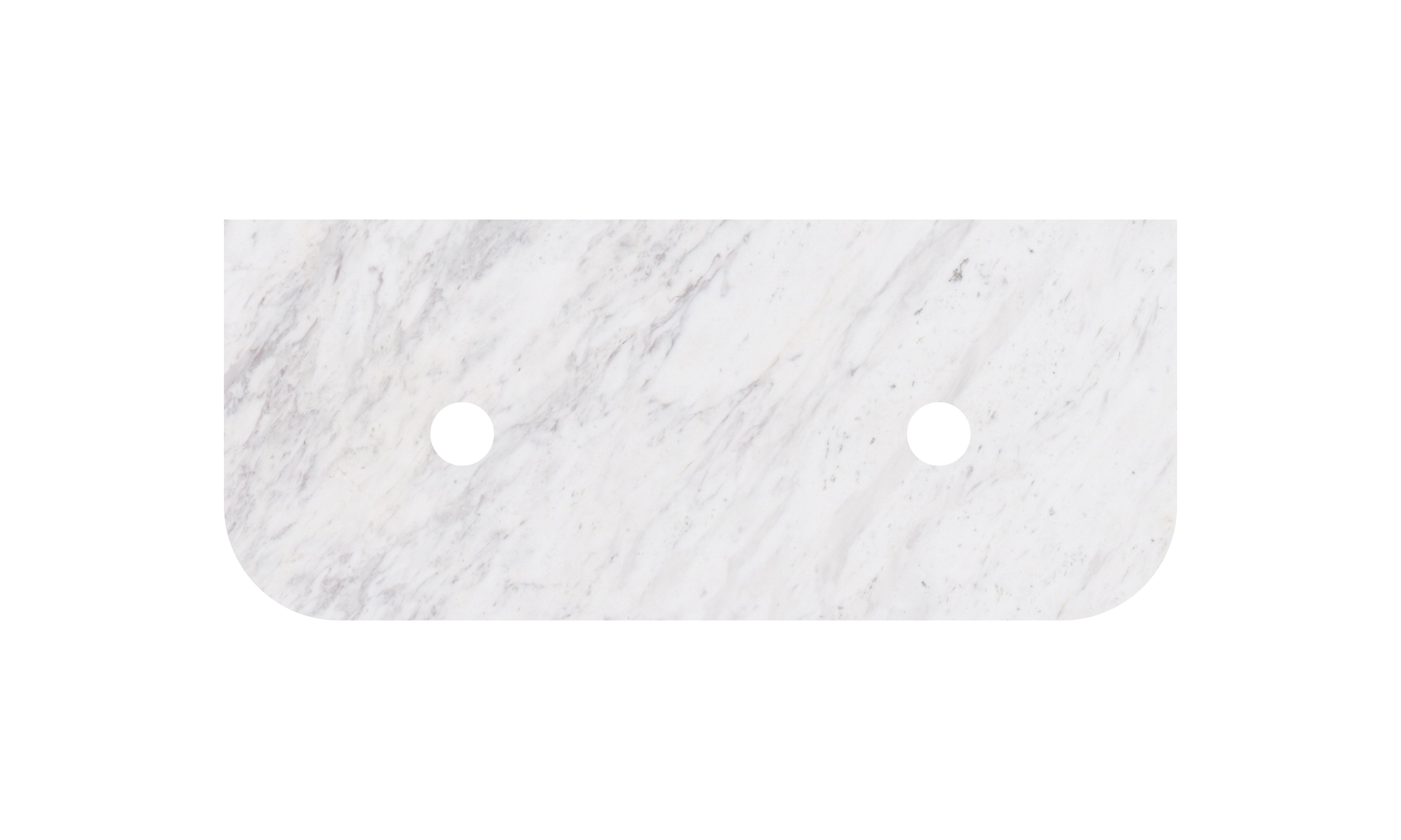 Carrara White Marble Stone Top - Curve - LK-MCARW125CVD-UTH - Semi Drill