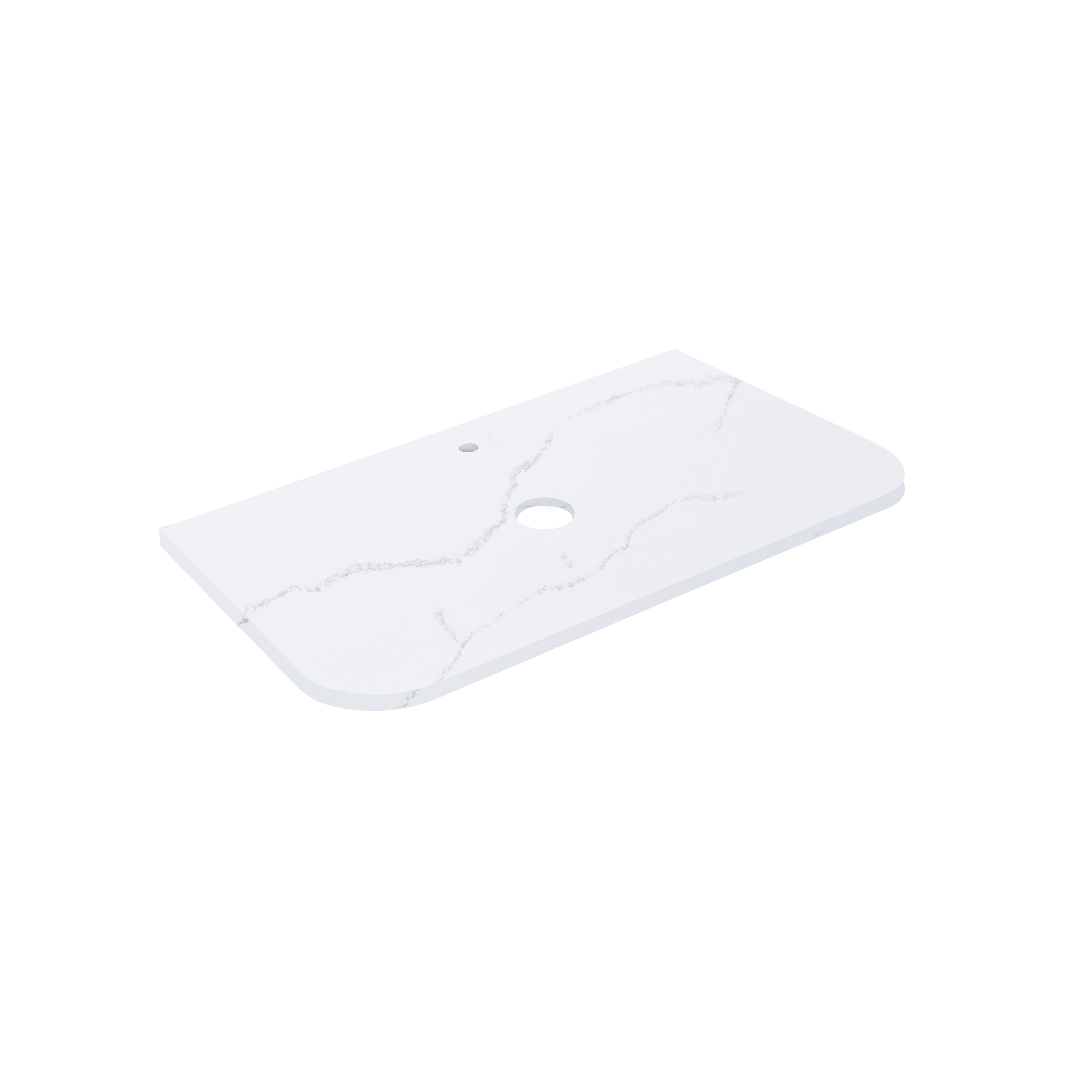 Calacatta Arctic White Solid Surface Stone Top - Curve LK-SCA - LK-SCA95CV-UTH - Semi Drill