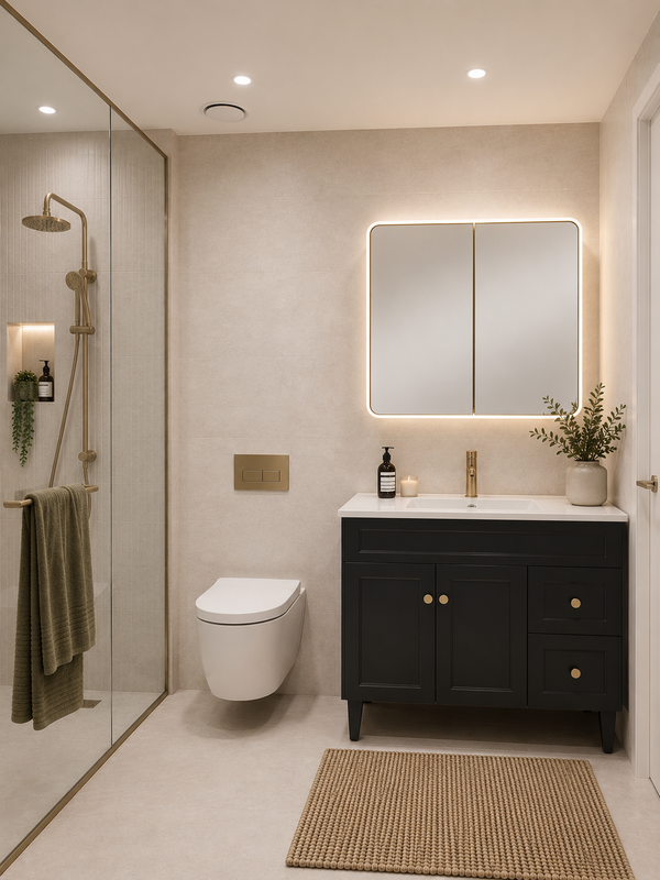 900mm Matte Black Lukka Harold Freestanding Vanity - Right-hand drawers