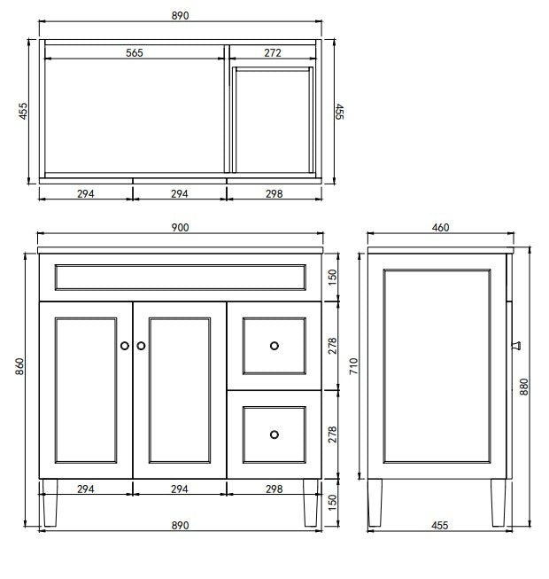 Lukka Harold Federation Free Standing Cabinet Matte Black LK-FH94RL-MB