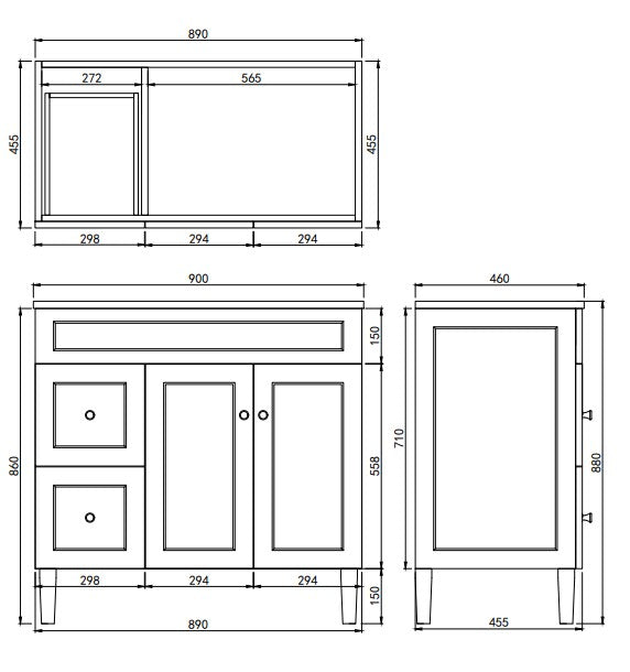 Lukka Harold Federation Free Standing Cabinet Matte White LK-FH94LL-MW