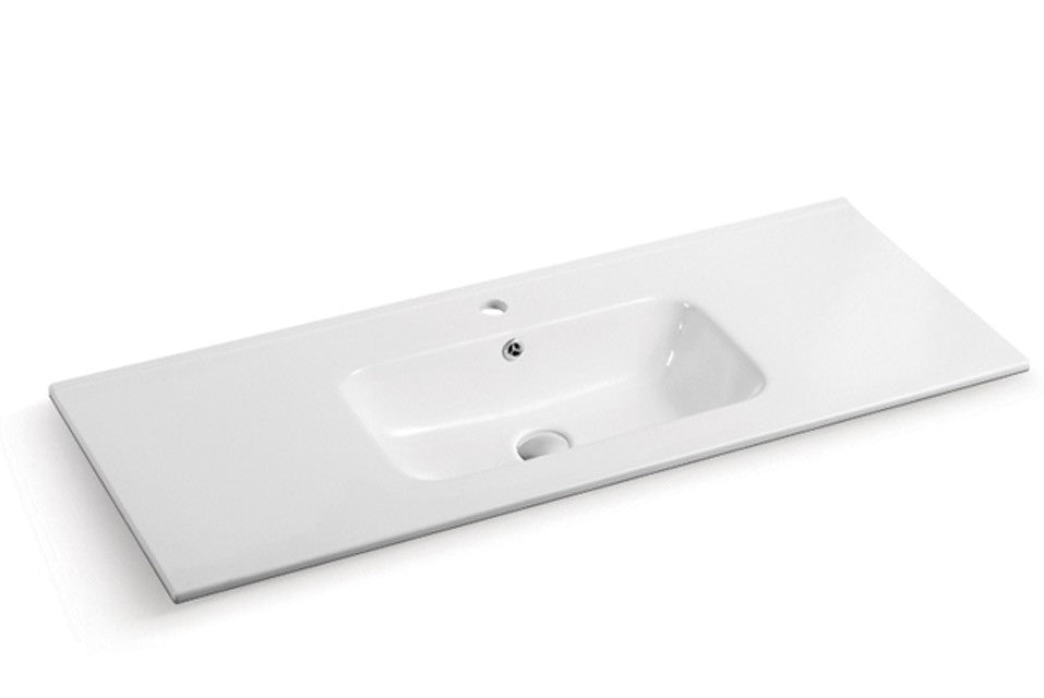 Lukka vanity top reference - LK-KC120, LK-KC120-MW; size, finish and drilling as selected.