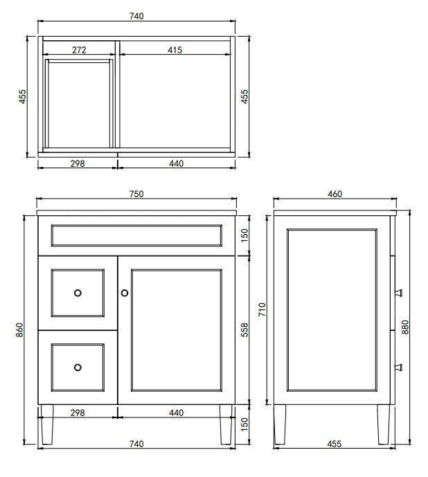 Lukka Harold Federation Free Standing Cabinet Matte White LK-FH74LL-MW