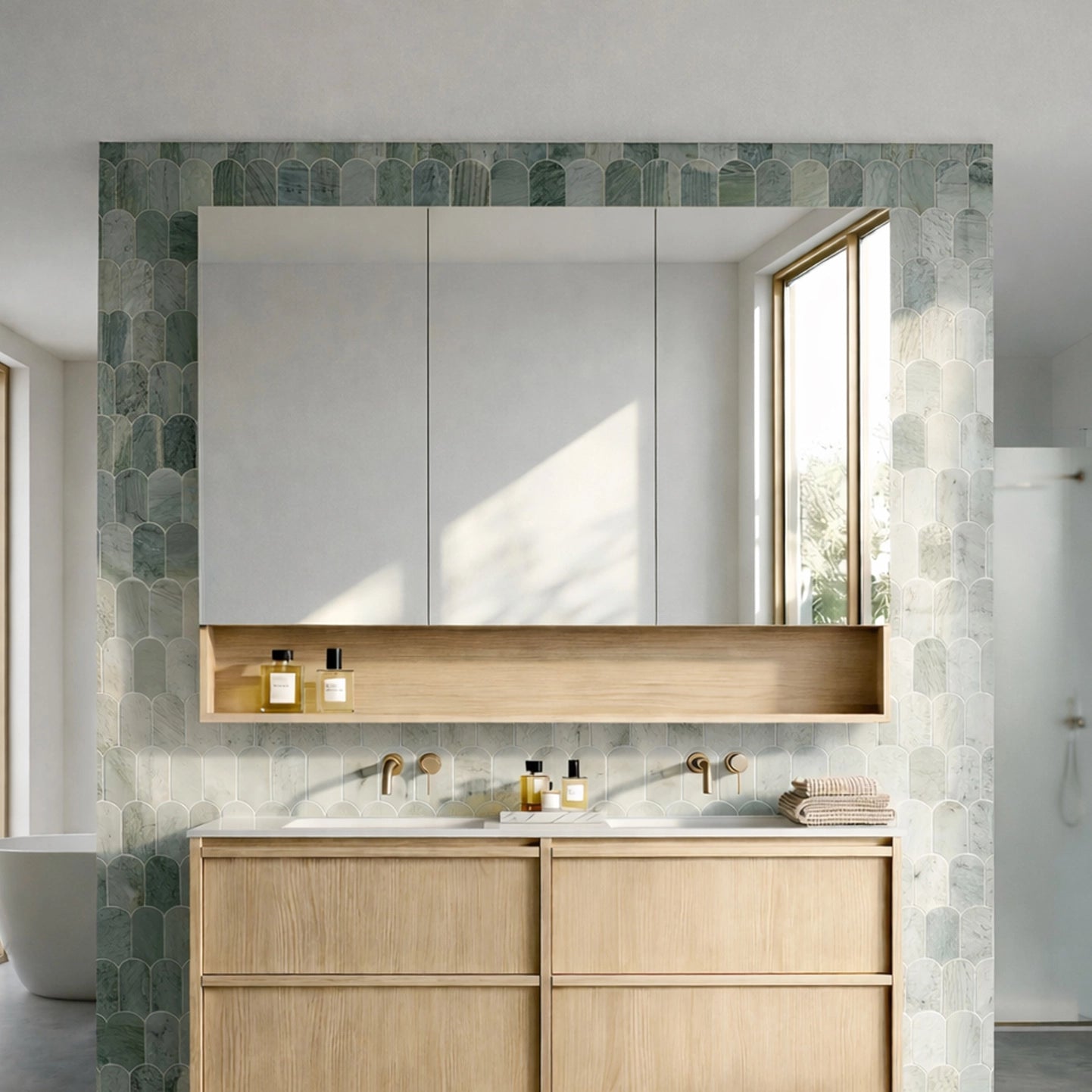 Lukka Clark Plywood Mirror Cabinet Sandy Oak Matte LK-LK-CLMC1200-SO