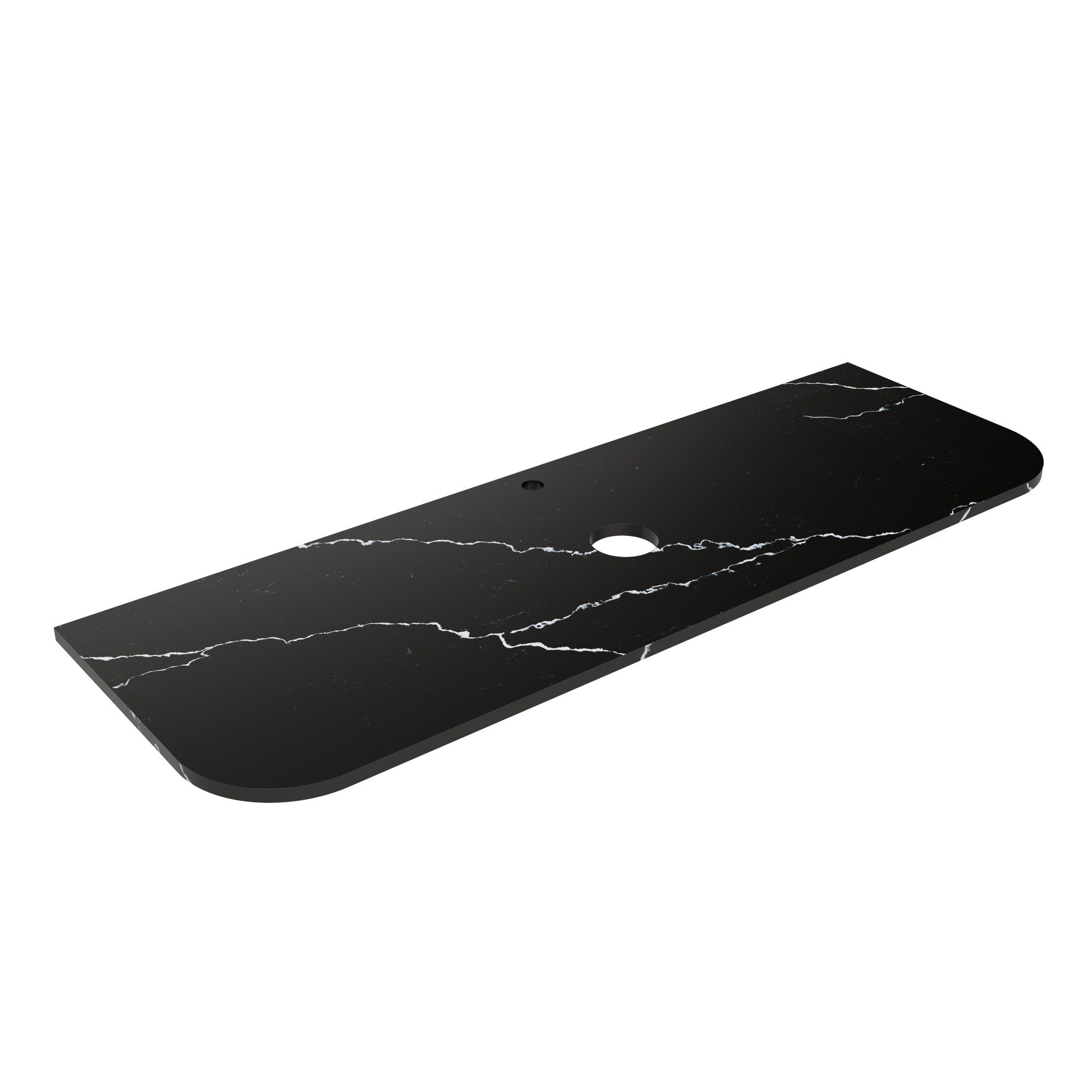 Calacatta Night (WG485) Zero Silica Engineer Stone Top - Curve LK-QCN - LK-QCN155CV-UTH - Semi Drill
