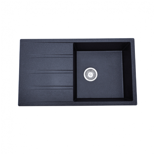 Modern National Dello Single Bowl With Drainer Black Finish - 860x500x210