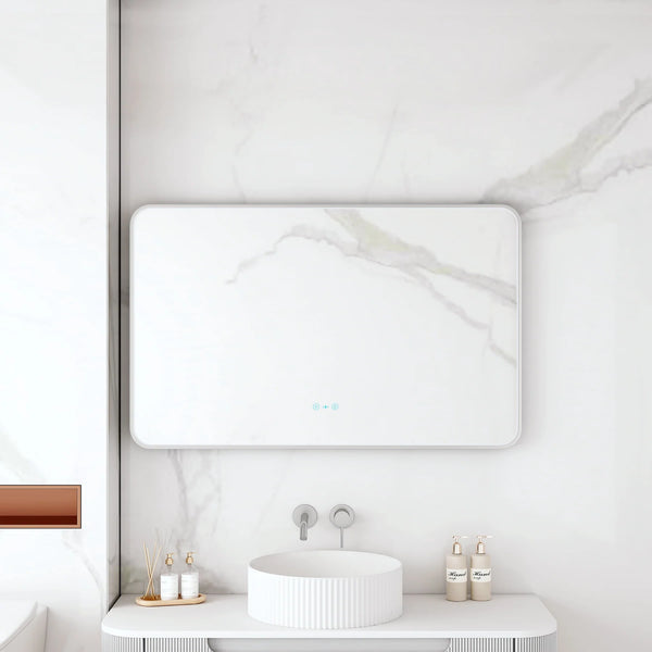 Maia 1200×750mm LED Rectangular Mirror – Gun Metal Frame