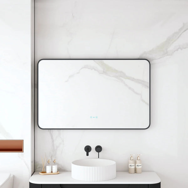 Maia 1200×800mm LED Rectangular Mirror – Matt Black Frame