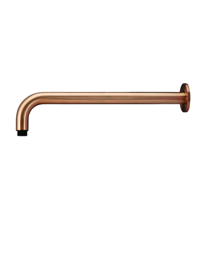 Meir Round Wall Shower Curved Arm 400mm, Lustre Bronze