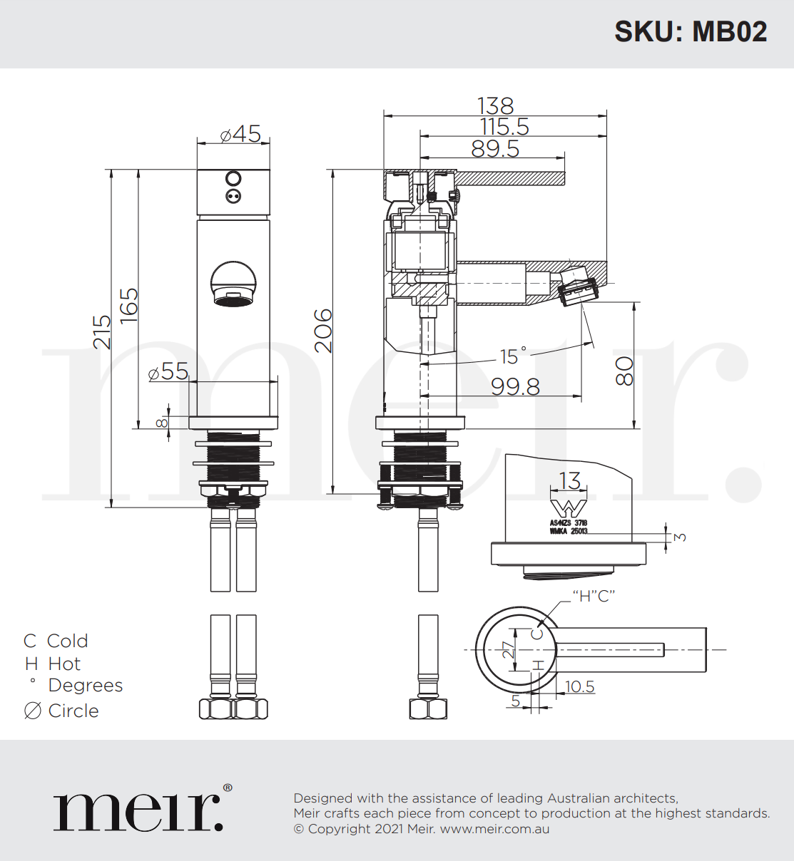 Meir Round Matte Black Basin Mixer