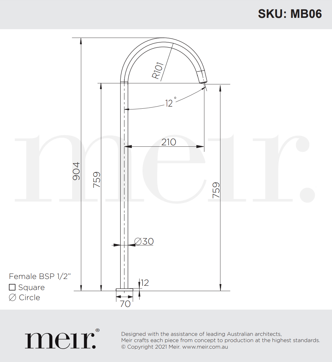 Meir Round Freestanding Bath Spout Brushed Nickel