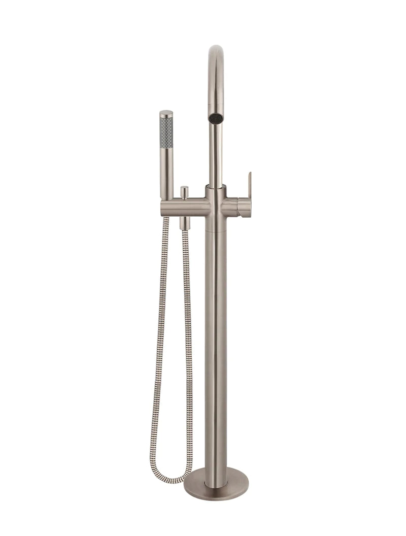 Meir Round Paddle Freestanding Bath Spout and Hand Shower Champagne