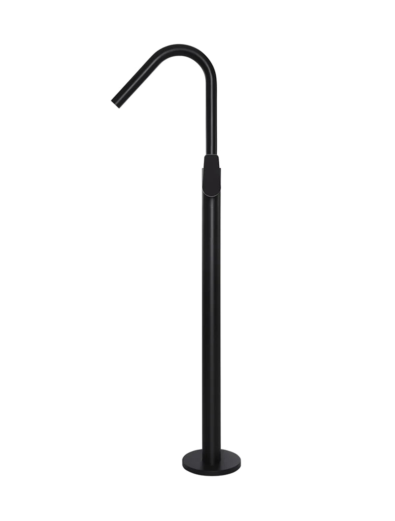 Meir Round Paddle Freestanding Bath Spout and Hand Shower Matte Black