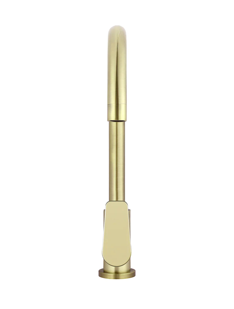 Meir Round Gooseneck Kitchen Mixer Tap with Paddle Handle Tiger Bronze
