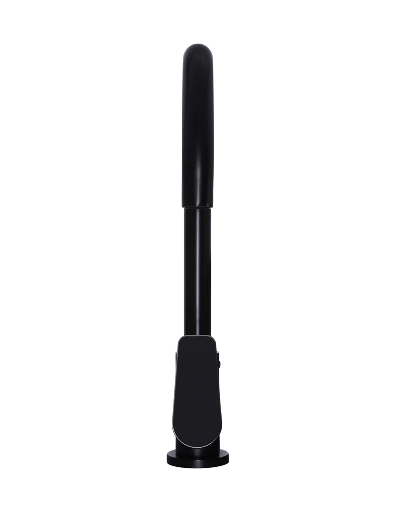 Meir Round Gooseneck Kitchen Mixer Tap with Paddle Handle Matte Black