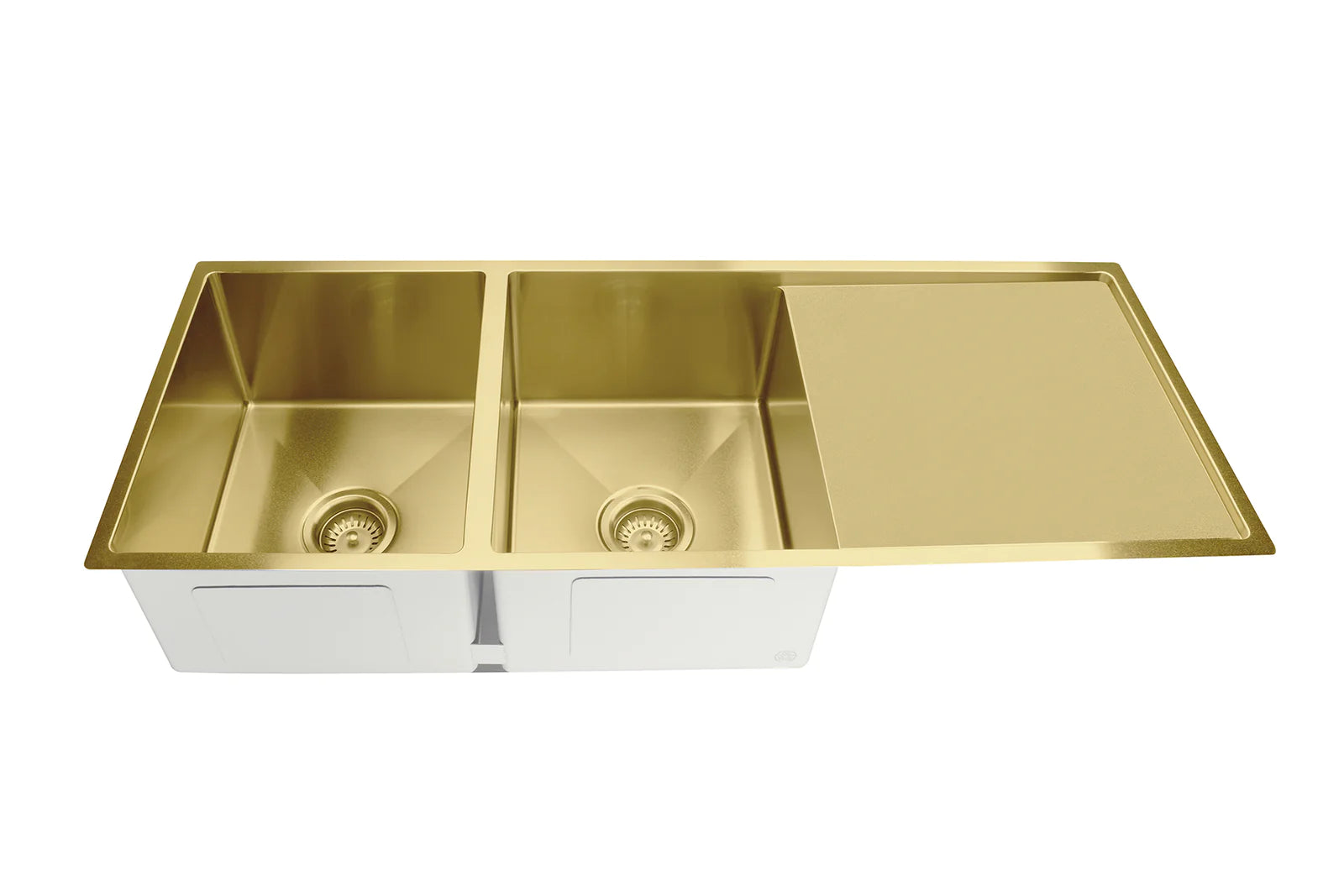 Meir Lavello Kitchen Sink - Double Bowl with Drainboard 1160mm x 440mm - Brushed Bronze Gold