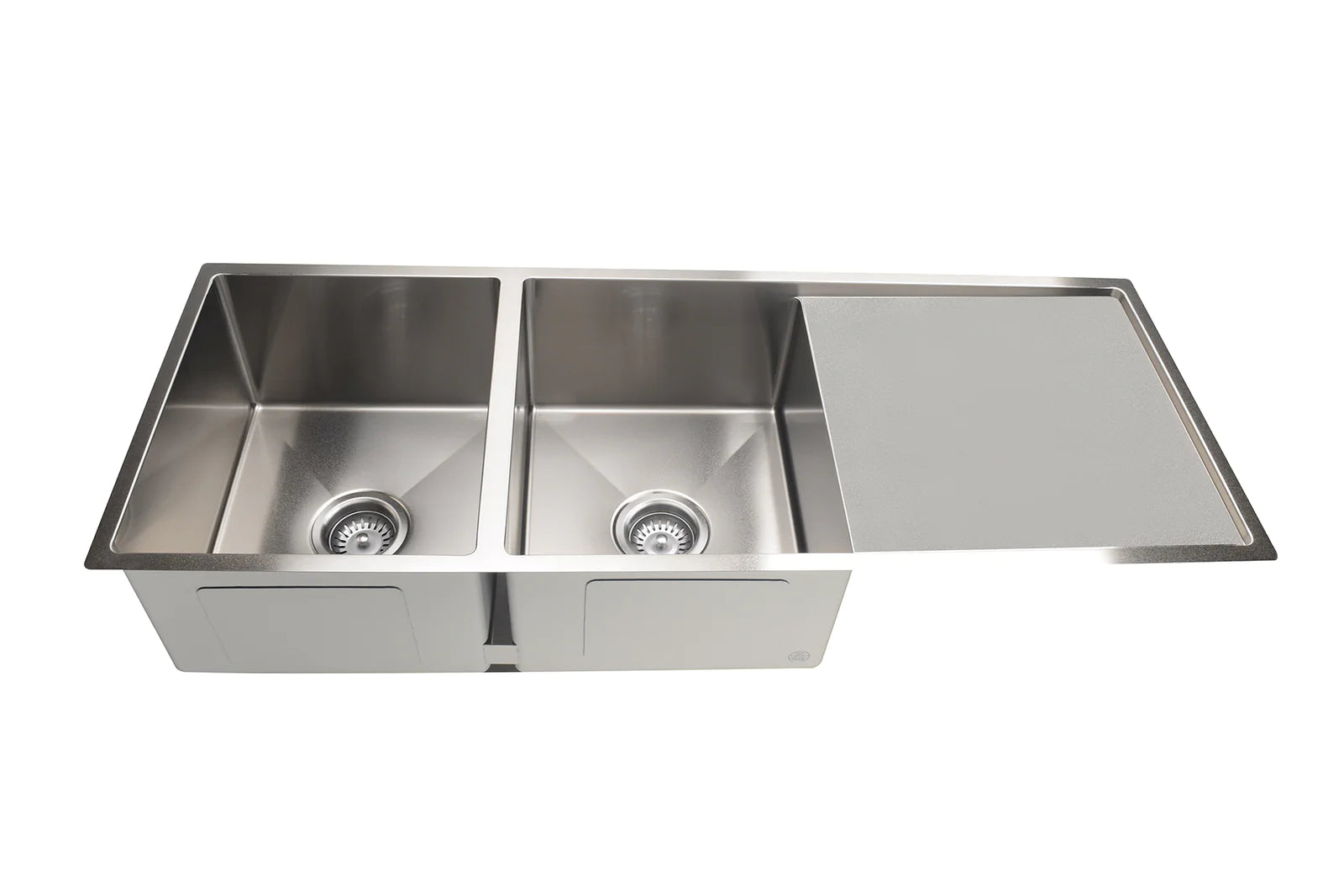 Meir Lavello Kitchen Sink - Double Bowl with Drainboard 1160mm x 440mm - Brushed Nickel
