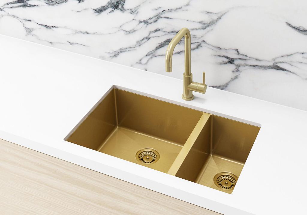 Meir 1.5 Bowl PVD Kitchen Sink 670mm - Brushed Bronze Gold