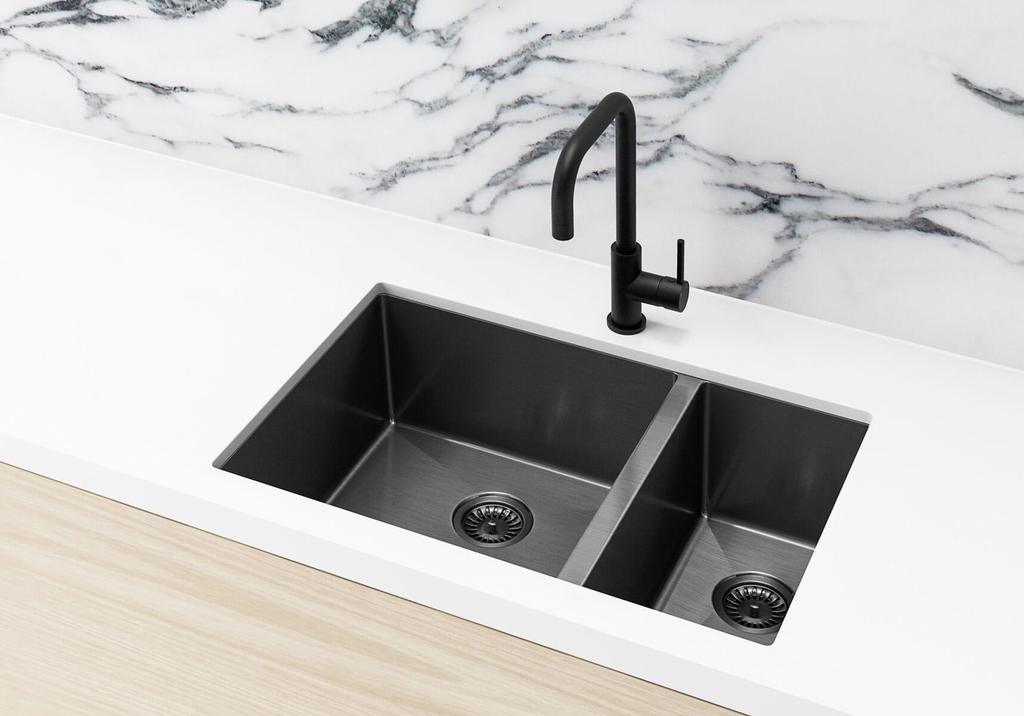 Meir 1.5 Bowl PVD Kitchen Sink 670mm - Gunmetal Black