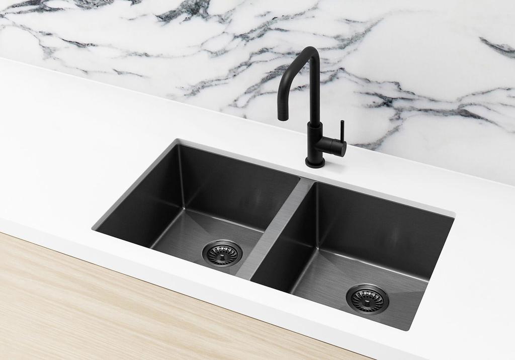 Meir Double Bowl PVD Kitchen Sink 760mm - Gunmetal Black