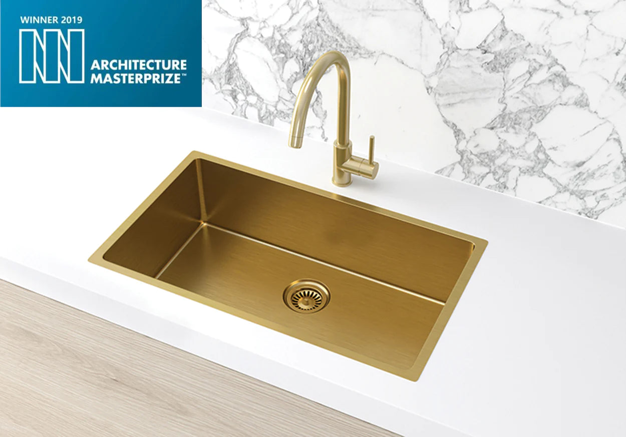 Meir Lavello Kitchen Sink - Single Bowl 760 x 440 - Brushed Bronze Gold