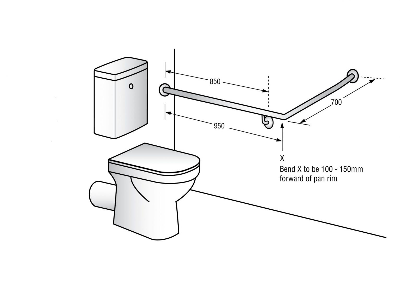 Metlam 30° Flush Mount Rear/side Wall Lh & Rh
