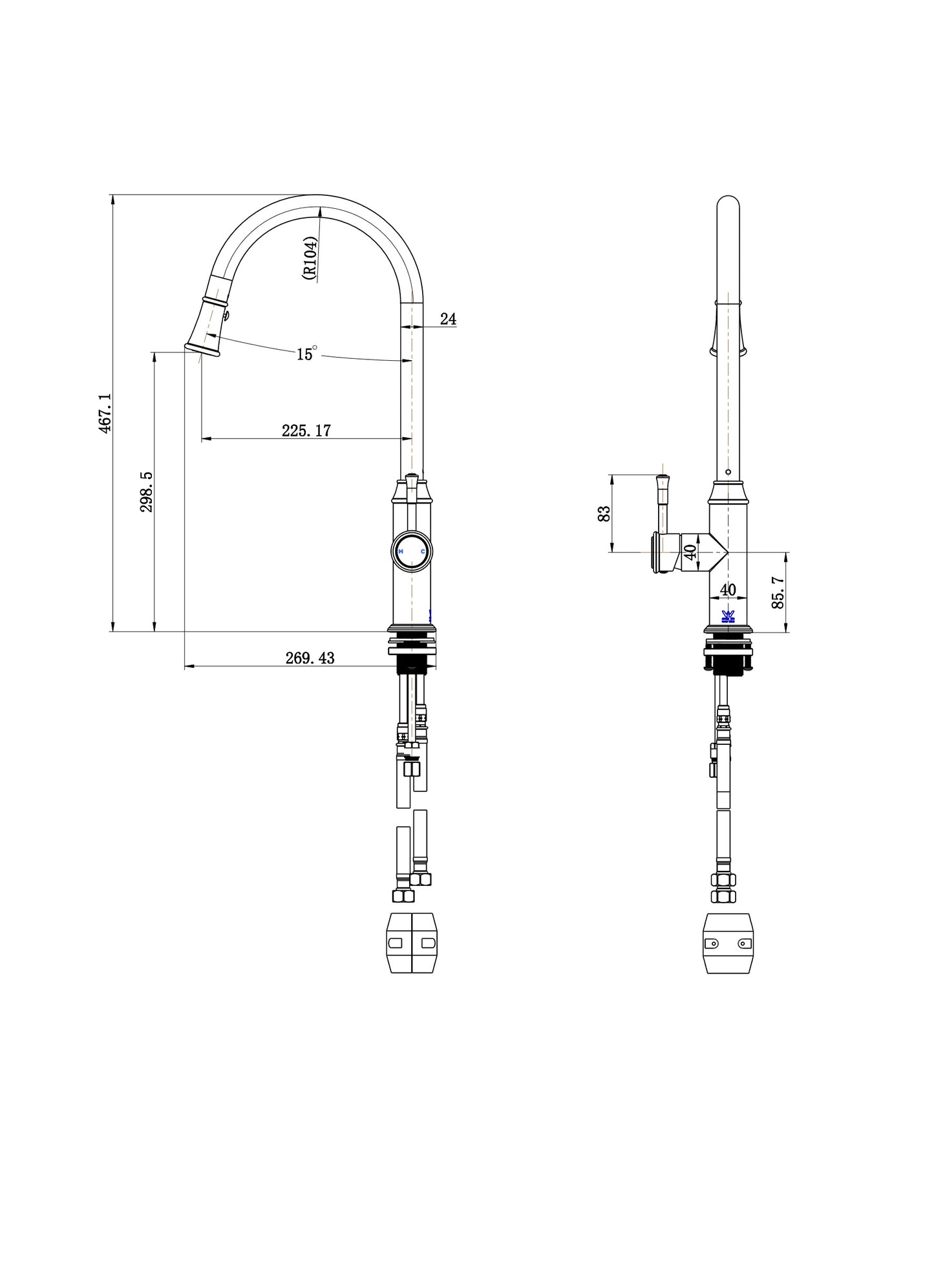 Modern National Montpellier Traditional Pull Out Kitchen Mixer Matte Black