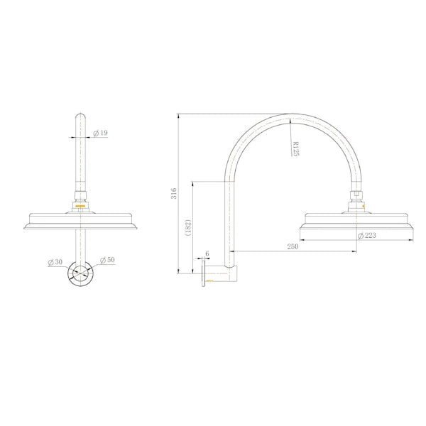 Modern National Montpellier Shower Arm and Rose Brushed Bronze