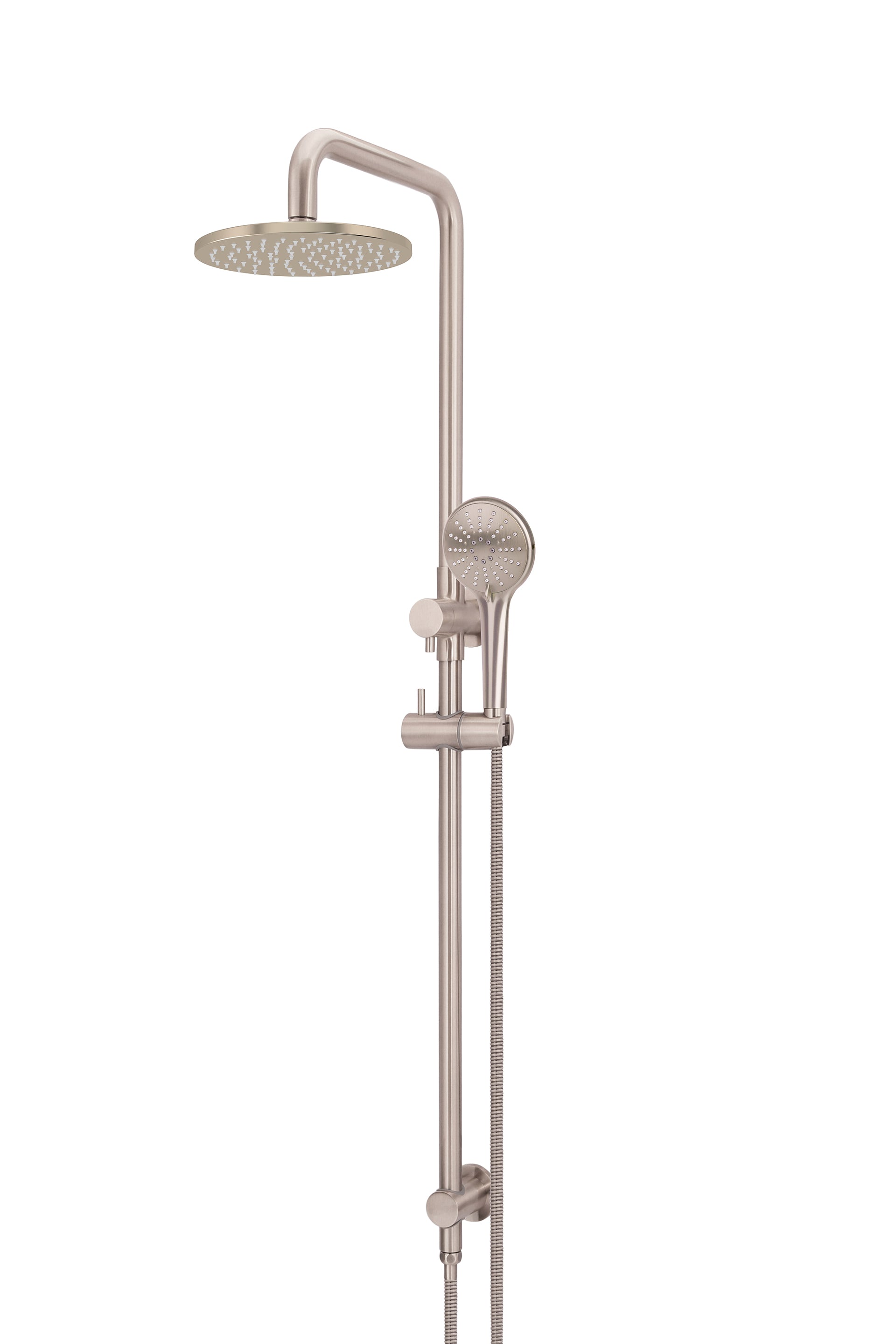 Meir Round Combination Shower Rail 200mm Rose, Three Function Hand Shower - Champagne — image 1