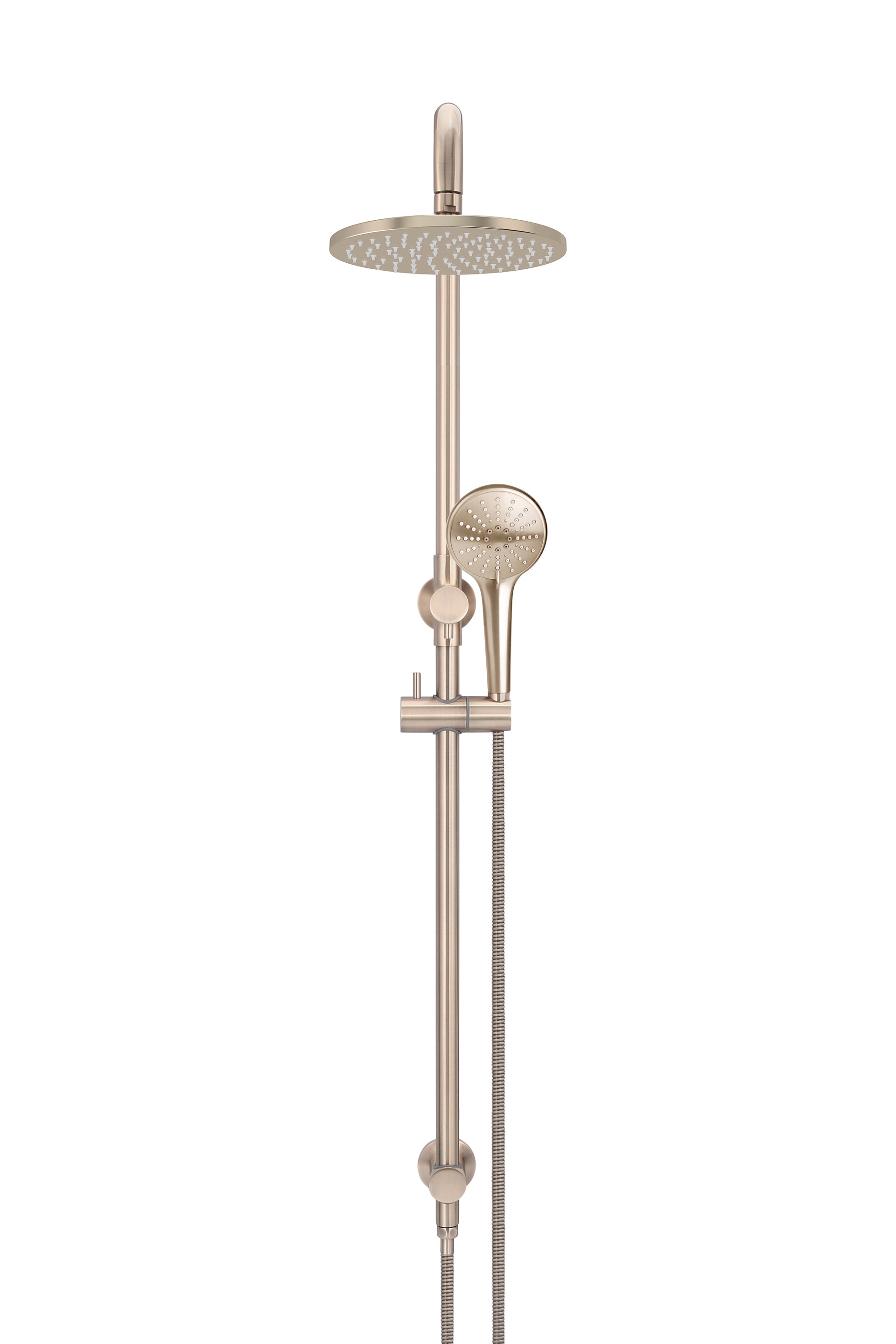 Meir Round Combination Shower Rail 200mm Rose, Three Function Hand Shower - Champagne — image 3