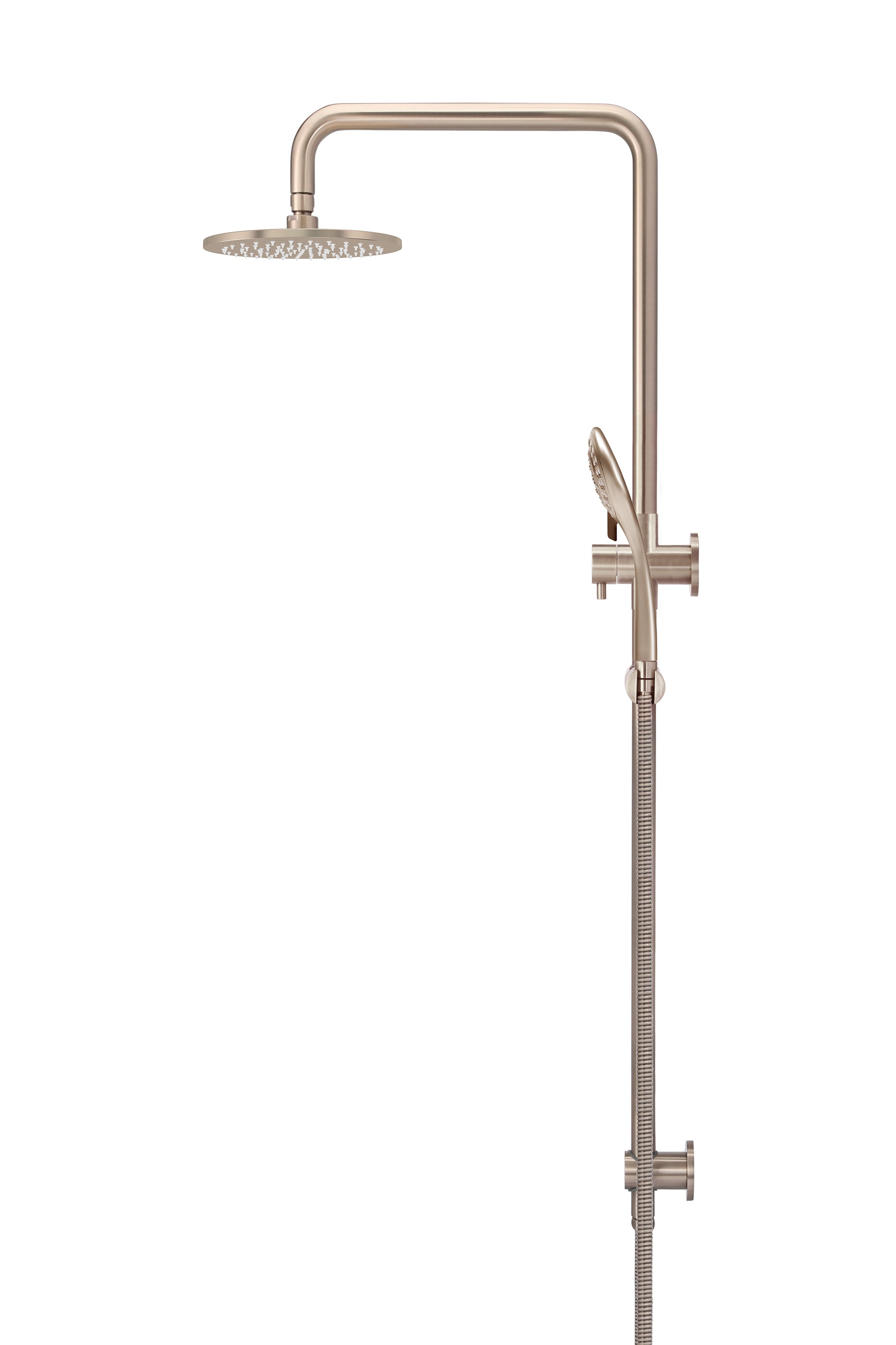 Meir Round Combination Shower Rail 200mm Rose, Three Function Hand Shower - Champagne — image 2