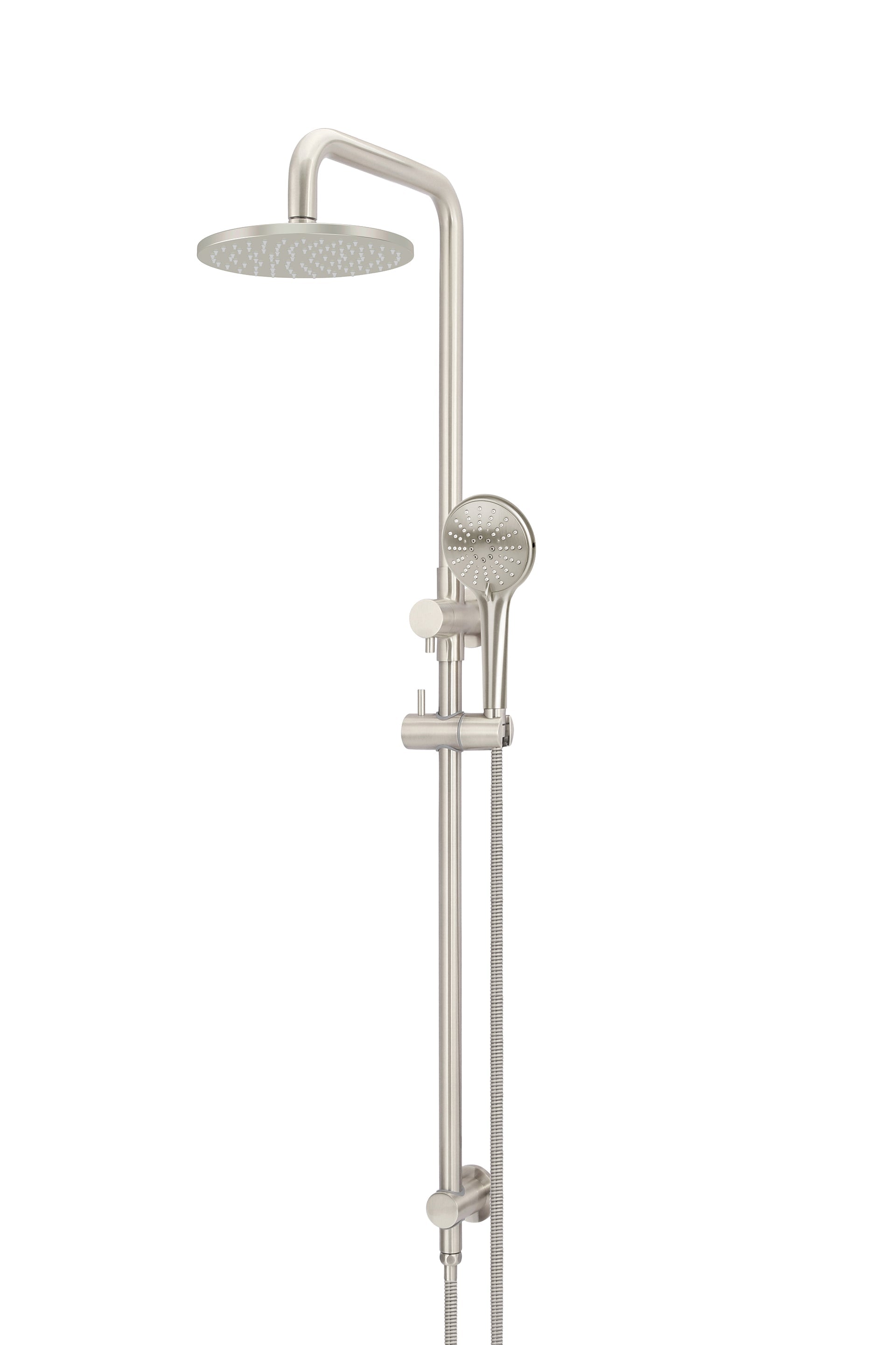 Meir Round Combination Shower Rail 200mm Rose, Three Function Hand Shower - PVD Brushed Nickel — image 1
