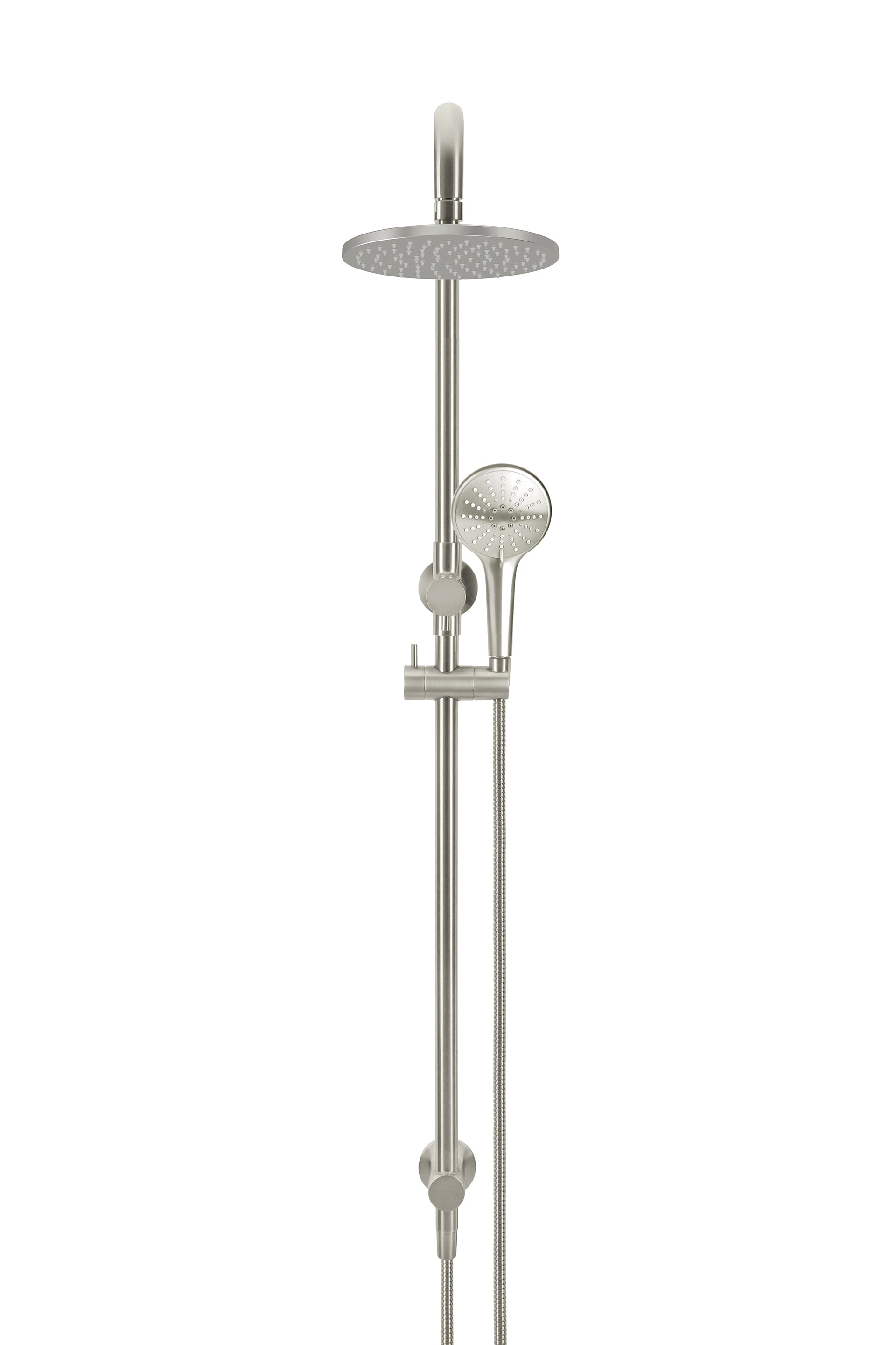 Meir Round Combination Shower Rail 200mm Rose, Three Function Hand Shower - PVD Brushed Nickel — image 2
