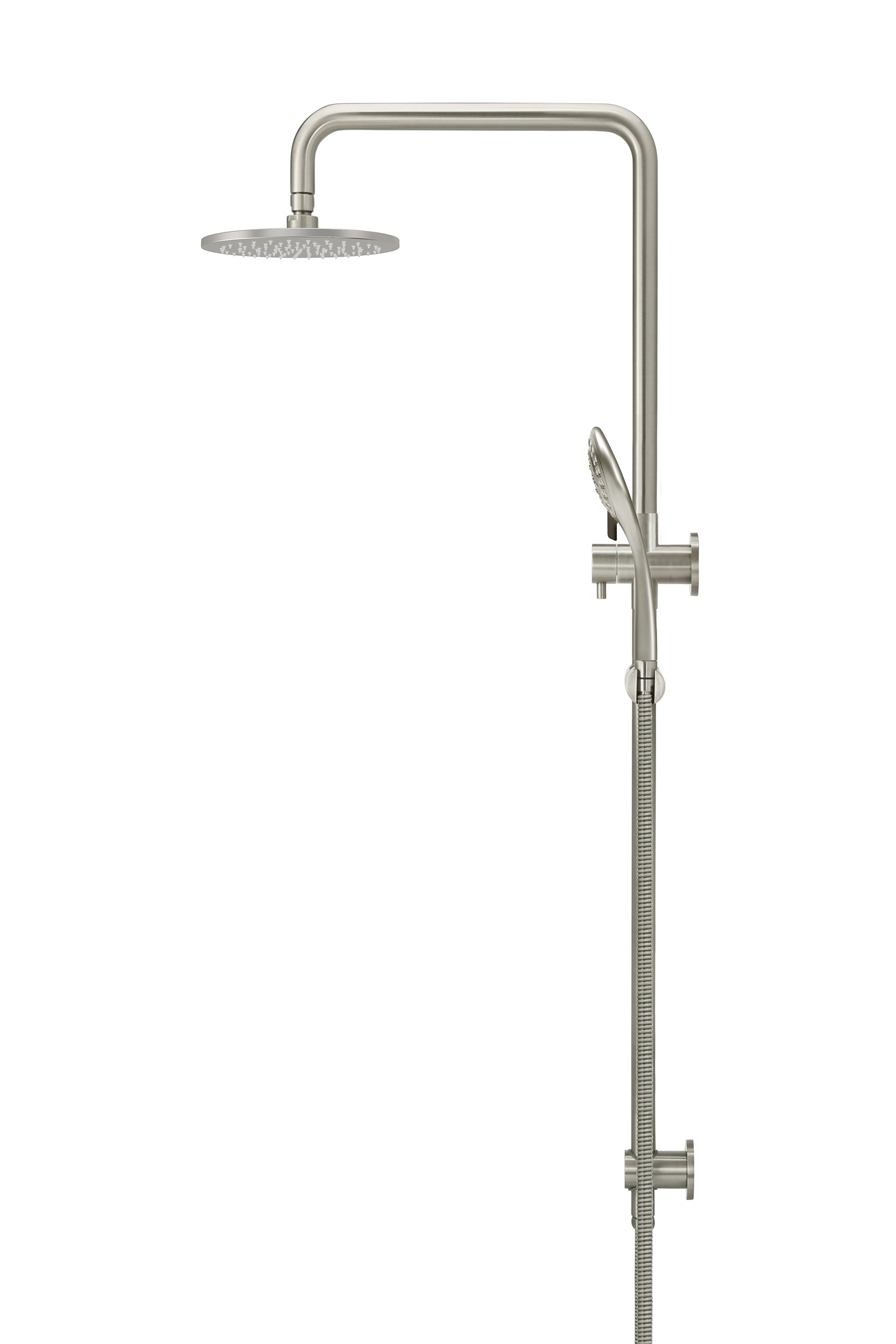 Meir Round Combination Shower Rail 200mm Rose, Three Function Hand Shower - PVD Brushed Nickel — image 3